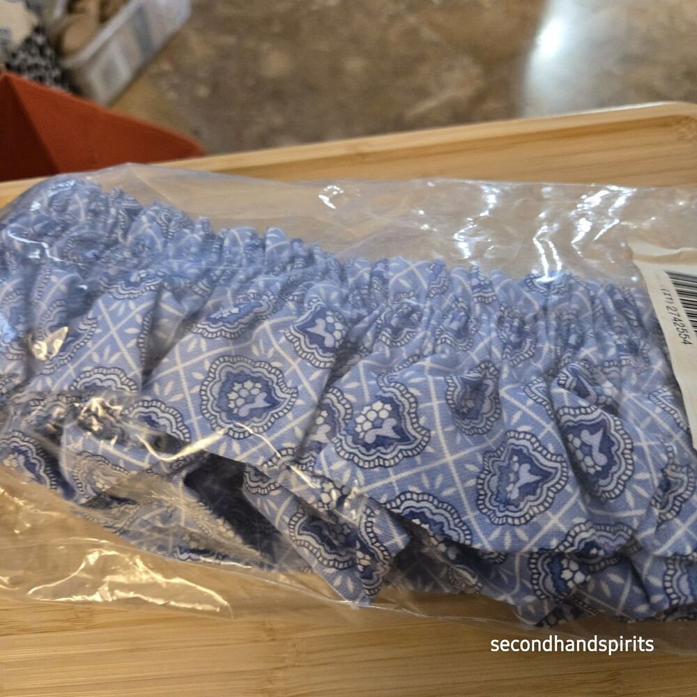 Longaberger Basket Lg Garter Provincial Paisley Brand New Blue/white